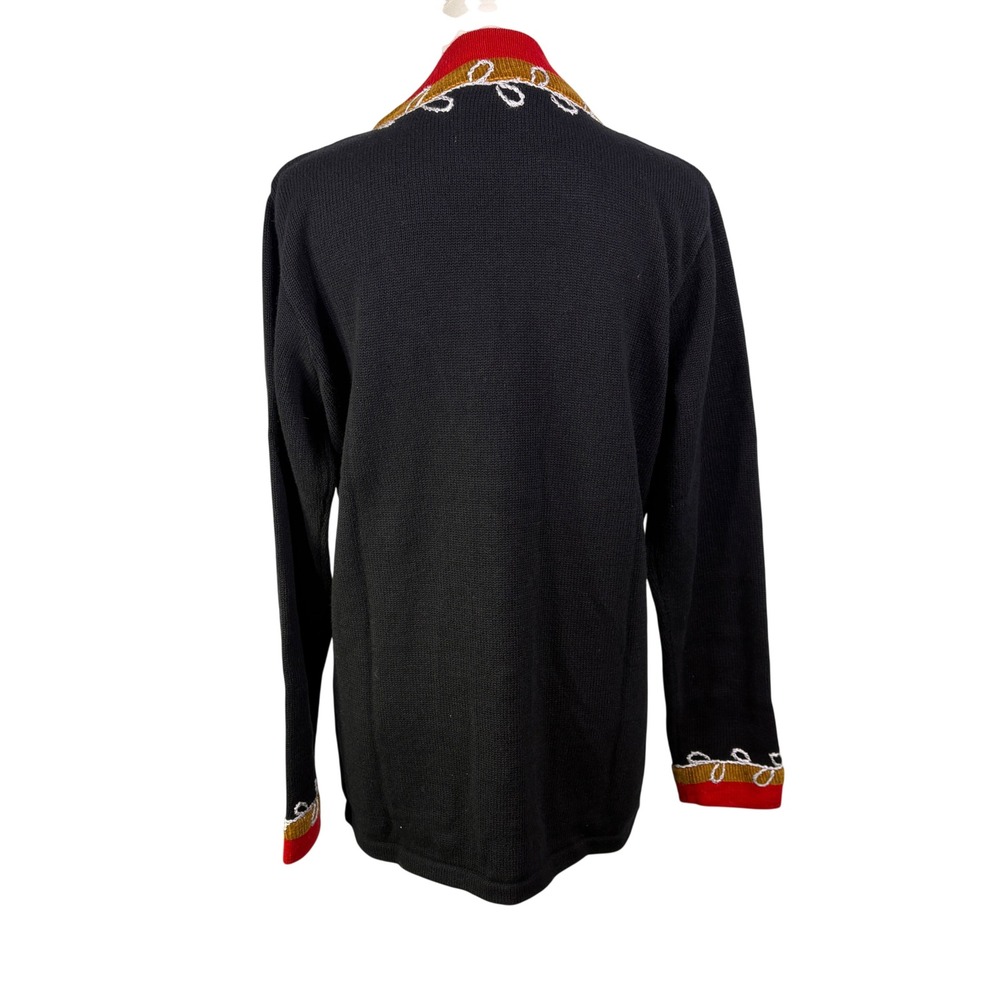 NWT Storybook Knits Rooster Cardigan Womens M Black Kitschy Novelty Sweater - Picture 8 of 9